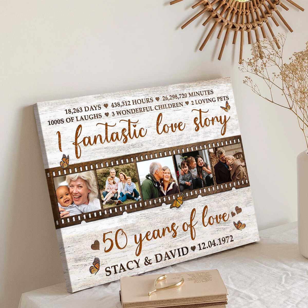 50th Anniversary Gift For Couple, 50th Anniversary Gifts Custom Collage Gift, Golden 50th Anniversary For Parents