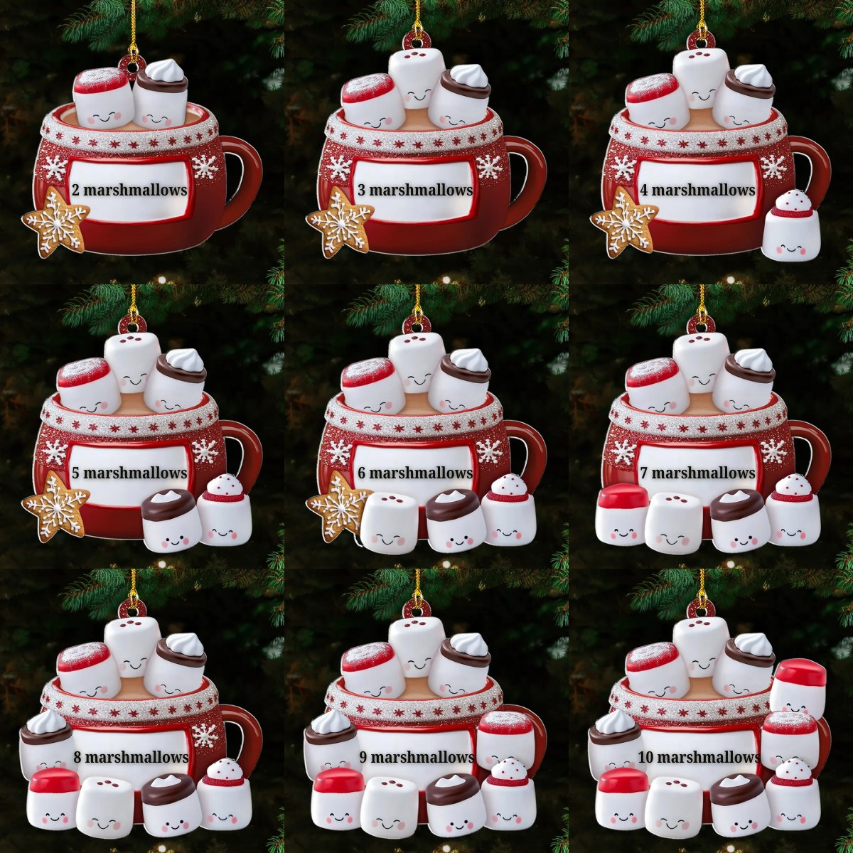 Cozy Cocoa With The Marshmallow Crew - Personalized Acrylic Ornament - Christmas Gift For Family