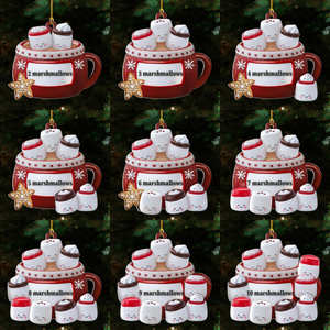 Cozy Cocoa With The Marshmallow Crew - Personalized Acrylic Ornament - Christmas Gift For Family