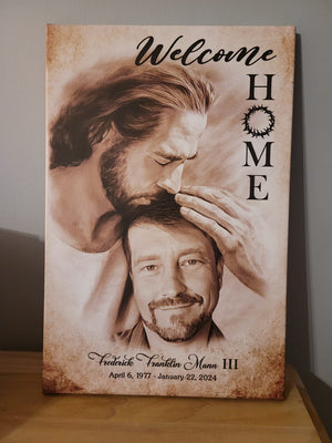 Custom Canvas Prints, God Sympathy Gifts, Jesus Memorial Gift, Remembrance Gifts, Bereavement Gift, Welcome Home Jesus Canvas