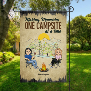 Making Memories Camping Couple Custom Flag