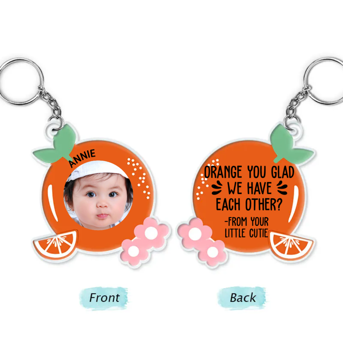 Custom Baby Photo Loving You Is Easy Peasy Lemon Squeezy - Personalized Acrylic Keychain - Gift For Dad, Mom, Grandma, Grandpa