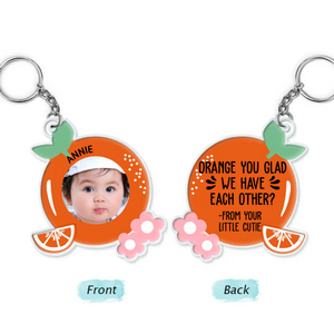 Custom Baby Photo Loving You Is Easy Peasy Lemon Squeezy - Personalized Acrylic Keychain - Gift For Dad, Mom, Grandma, Grandpa