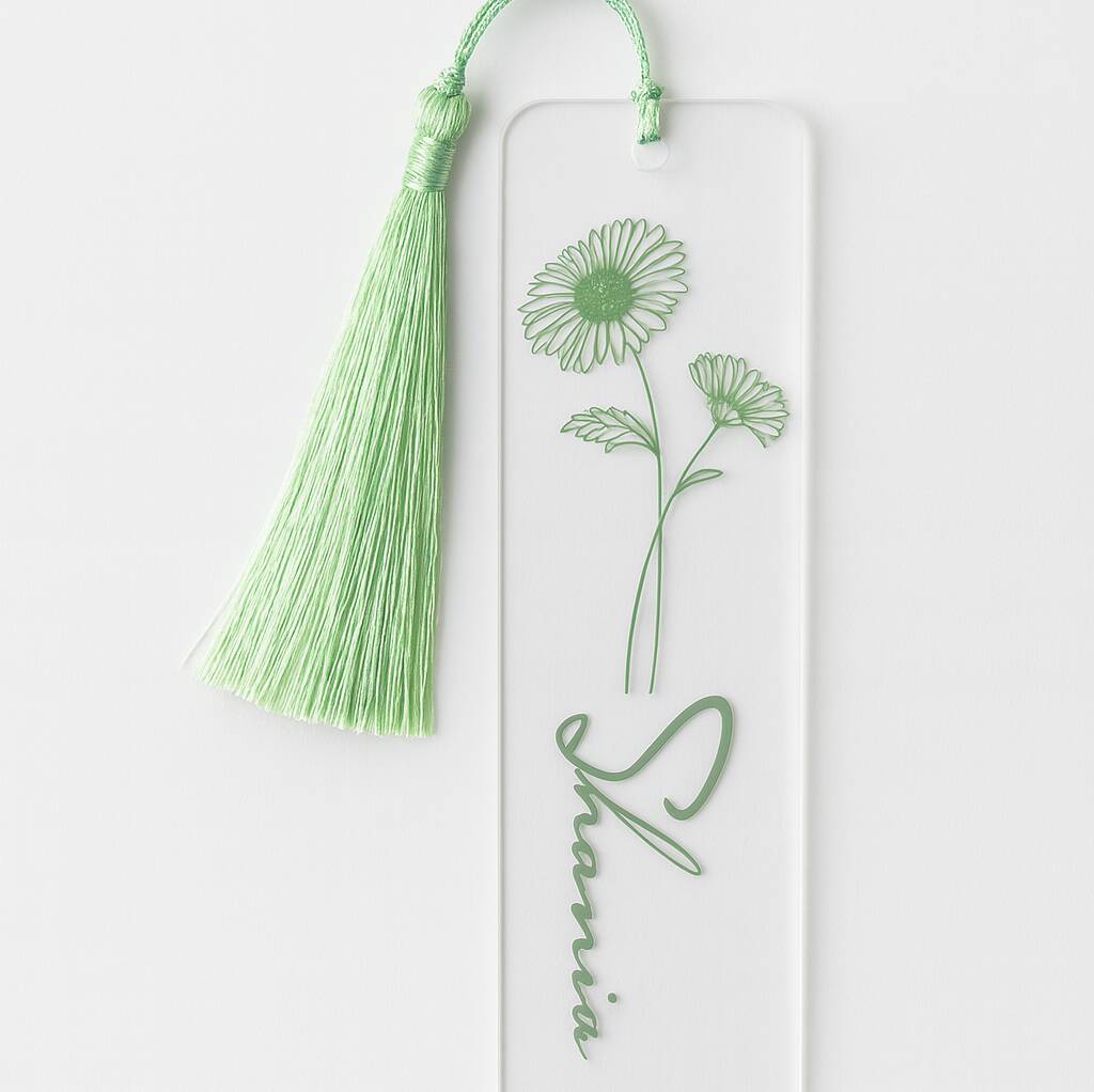 Custom Acrylic Bookmark with Tassel,Reader Bookmark, Birth Flower Bookmark,Mom Gift, Teacher Gift-Bookmark,Book Lover Gift