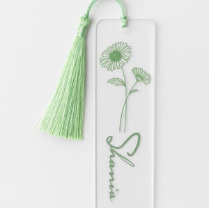 Custom Acrylic Bookmark with Tassel,Reader Bookmark, Birth Flower Bookmark,Mom Gift, Teacher Gift-Bookmark,Book Lover Gift
