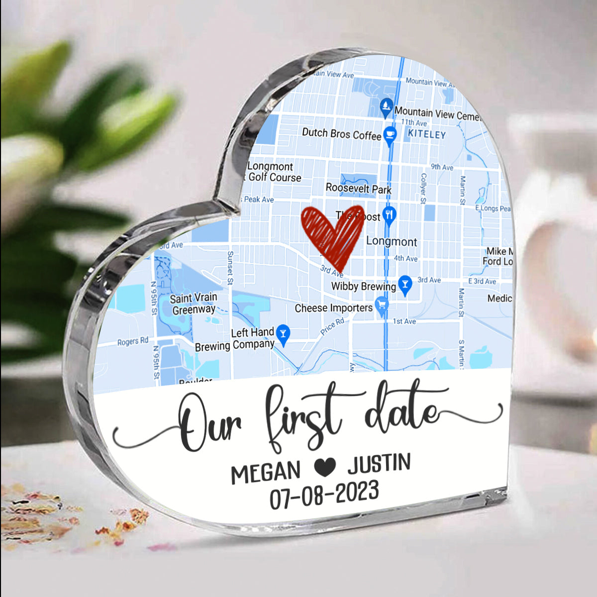 Our First Date Custom Location Map Acrylic Plaque, First Date Memory Map Gifts, Personalized Valentine s Day Gifts For Her For Him