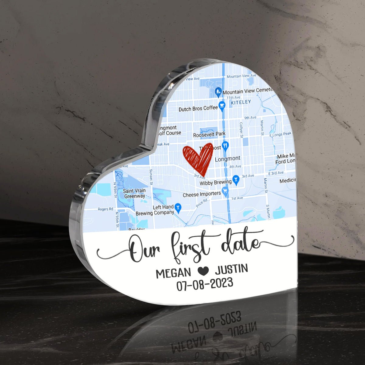 Our First Date Custom Location Map Acrylic Plaque, First Date Memory Map Gifts, Personalized Valentine s Day Gifts For Her For Him