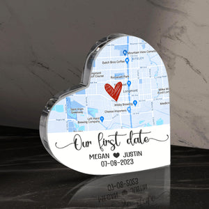 Our First Date Custom Location Map Acrylic Plaque, First Date Memory Map Gifts, Personalized Valentine s Day Gifts For Her For Him