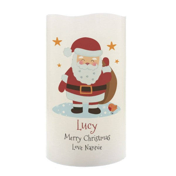 Santa Merry Christmas - Custom LED Flameless Candle - Christmas Gift For Kids