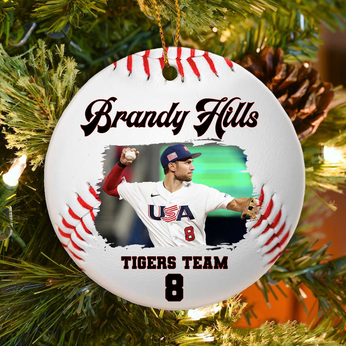 Personalized Baseball Photo Ornament, Baseball Christmas Ornaments, Gift for Baseball Player