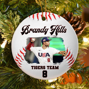 Personalized Baseball Photo Ornament, Baseball Christmas Ornaments, Gift for Baseball Player
