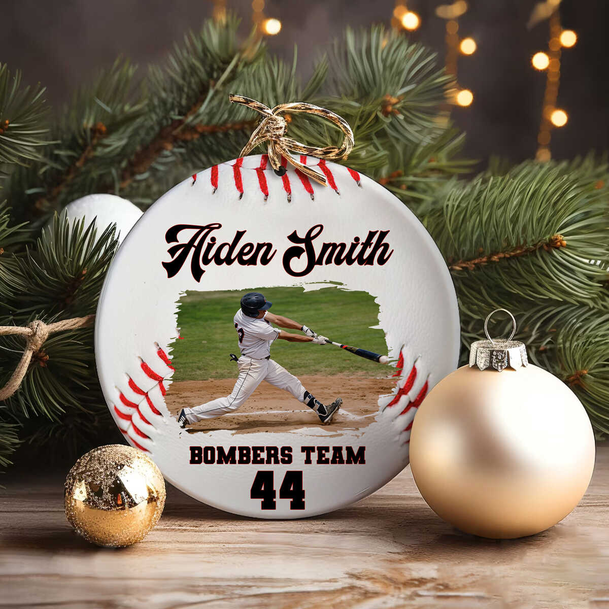 Personalized Baseball Photo Ornament, Baseball Christmas Ornaments, Gift for Baseball Player
