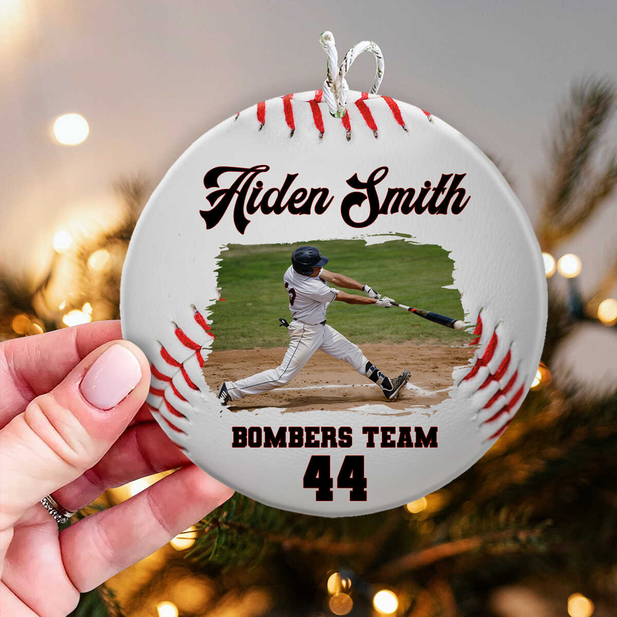 Personalized Baseball Photo Ornament, Baseball Christmas Ornaments, Gift for Baseball Player