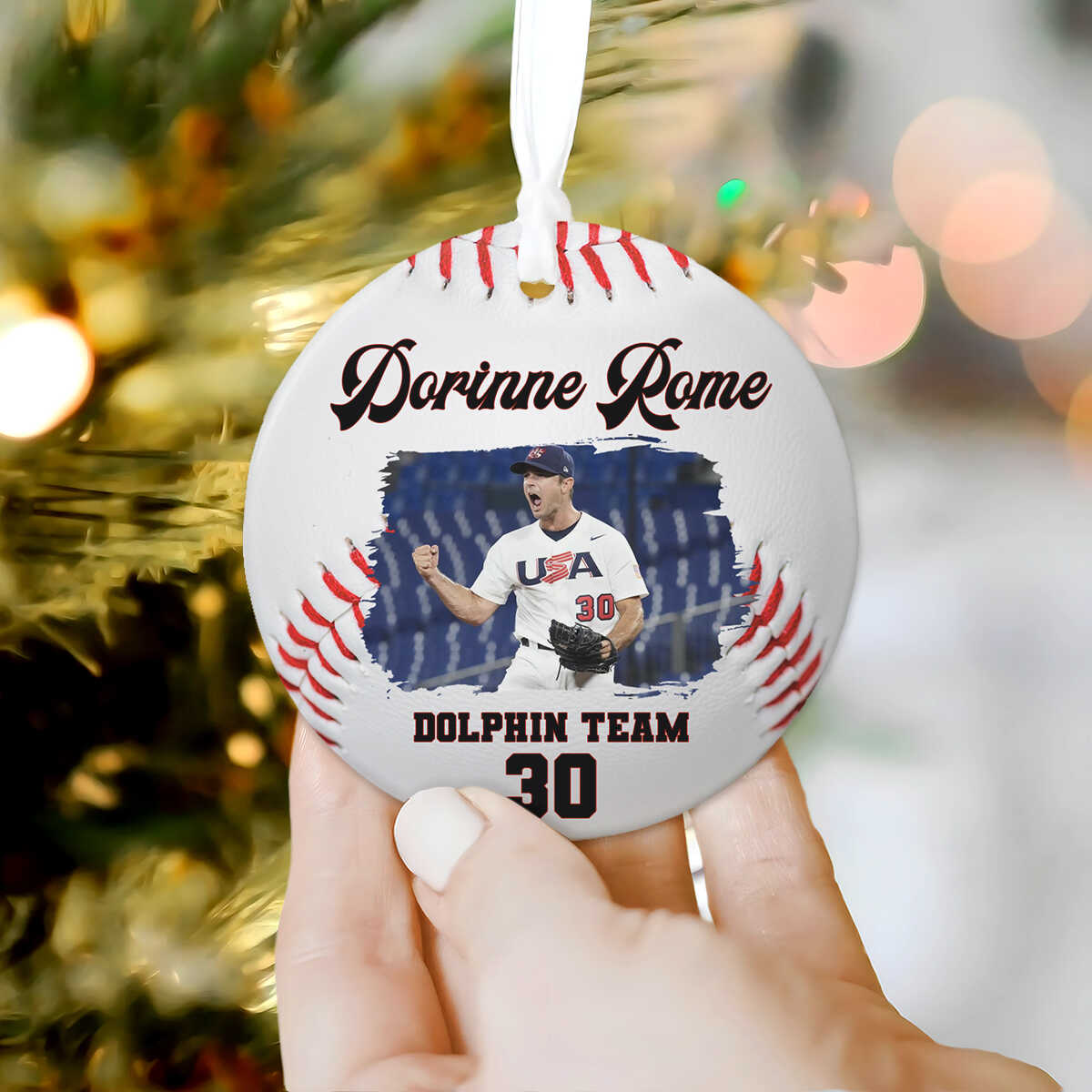Personalized Baseball Photo Ornament, Baseball Christmas Ornaments, Gift for Baseball Player