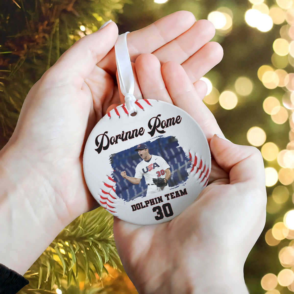 Personalized Baseball Photo Ornament, Baseball Christmas Ornaments, Gift for Baseball Player
