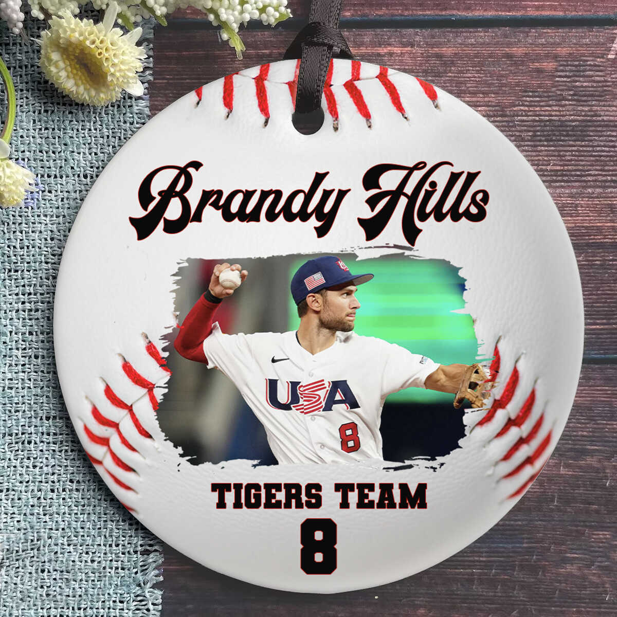 Personalized Baseball Photo Ornament, Baseball Christmas Ornaments, Gift for Baseball Player