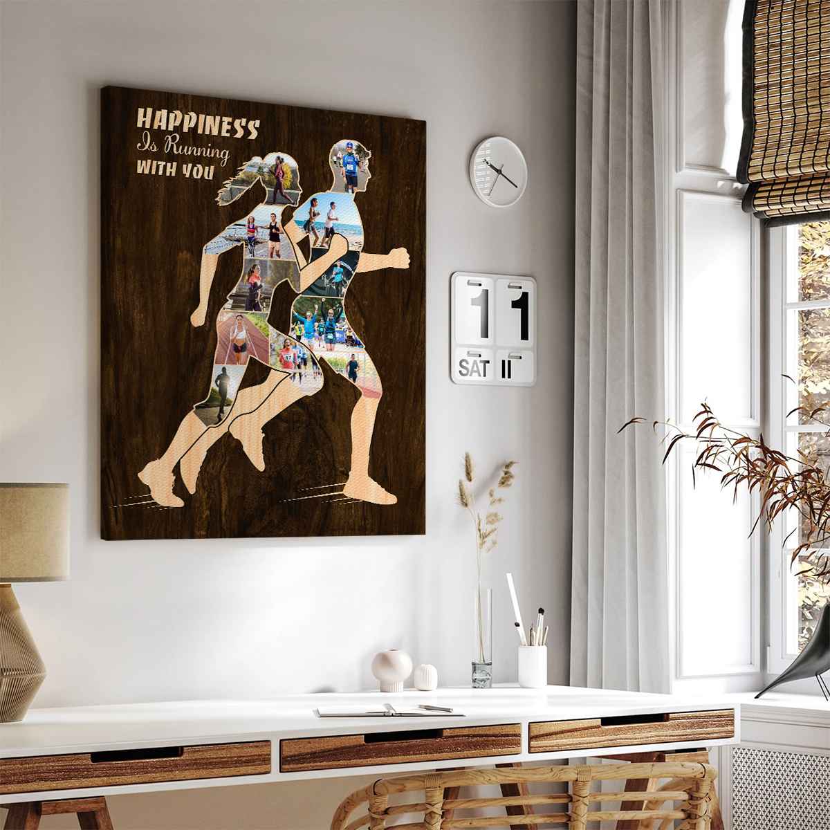 Personalized Couple Runner Canvas, Custom Valentine s Gift, Running Photo Collage, Sports Marathon Runner Gift