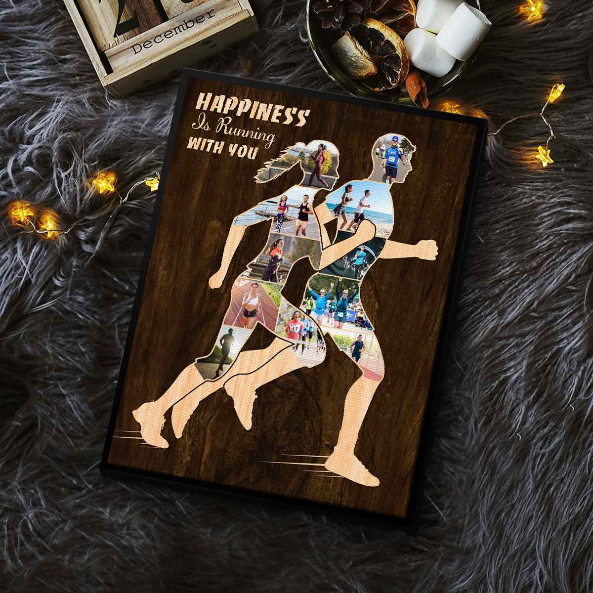 Personalized Couple Runner Canvas, Custom Valentine s Gift, Running Photo Collage, Sports Marathon Runner Gift