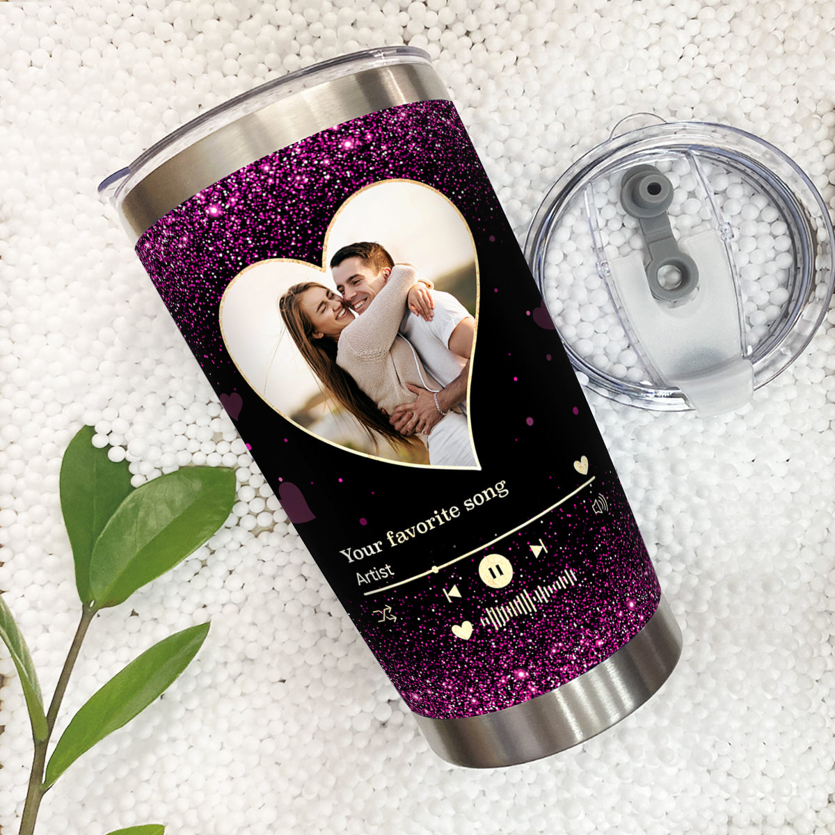 Personalized Favorite Song And Photo Tumbler Cup, Custom Song Gift For Her Him, Valentine s Day Girlfriend Gift, Couple Tumbler Gifts