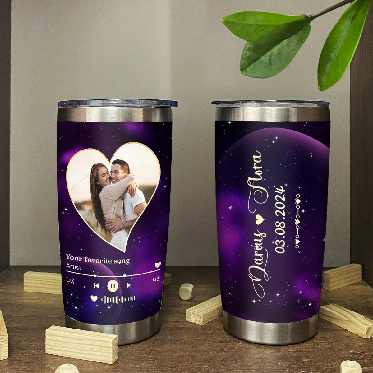 Personalized Favorite Song And Photo Tumbler Cup, Custom Song Gift For Her Him, Valentine s Day Girlfriend Gift, Couple Tumbler Gifts