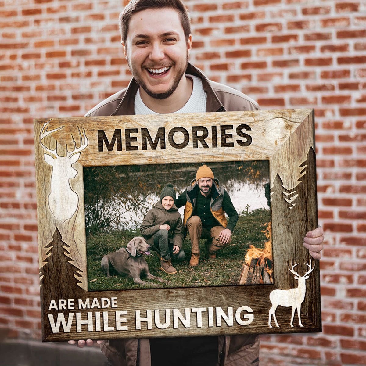 Memories are made while hunting Personalized Hunter Photo Gift Unique Deer Hunting Canvas Print Father's day gift Hunting Lover gift