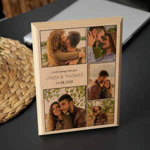 Personalized Photo Collage Mini Wooded Picture Frame, Gift For Couple, Valentine's Day