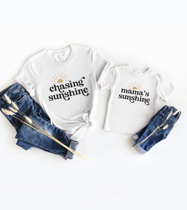 Chasing Sunshine Mommy and Me Matching Shirt, Retro Matching Mommy & Me Shirts, New Mom Shirt