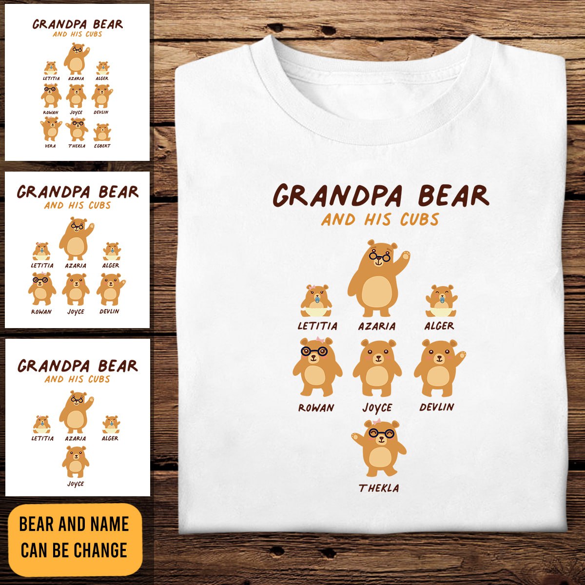 Grandpa bear and his cubs - Personalized Apparel - Gift For Grandfather