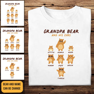 Grandpa bear and his cubs - Personalized Shirt - Gift For Grandfather