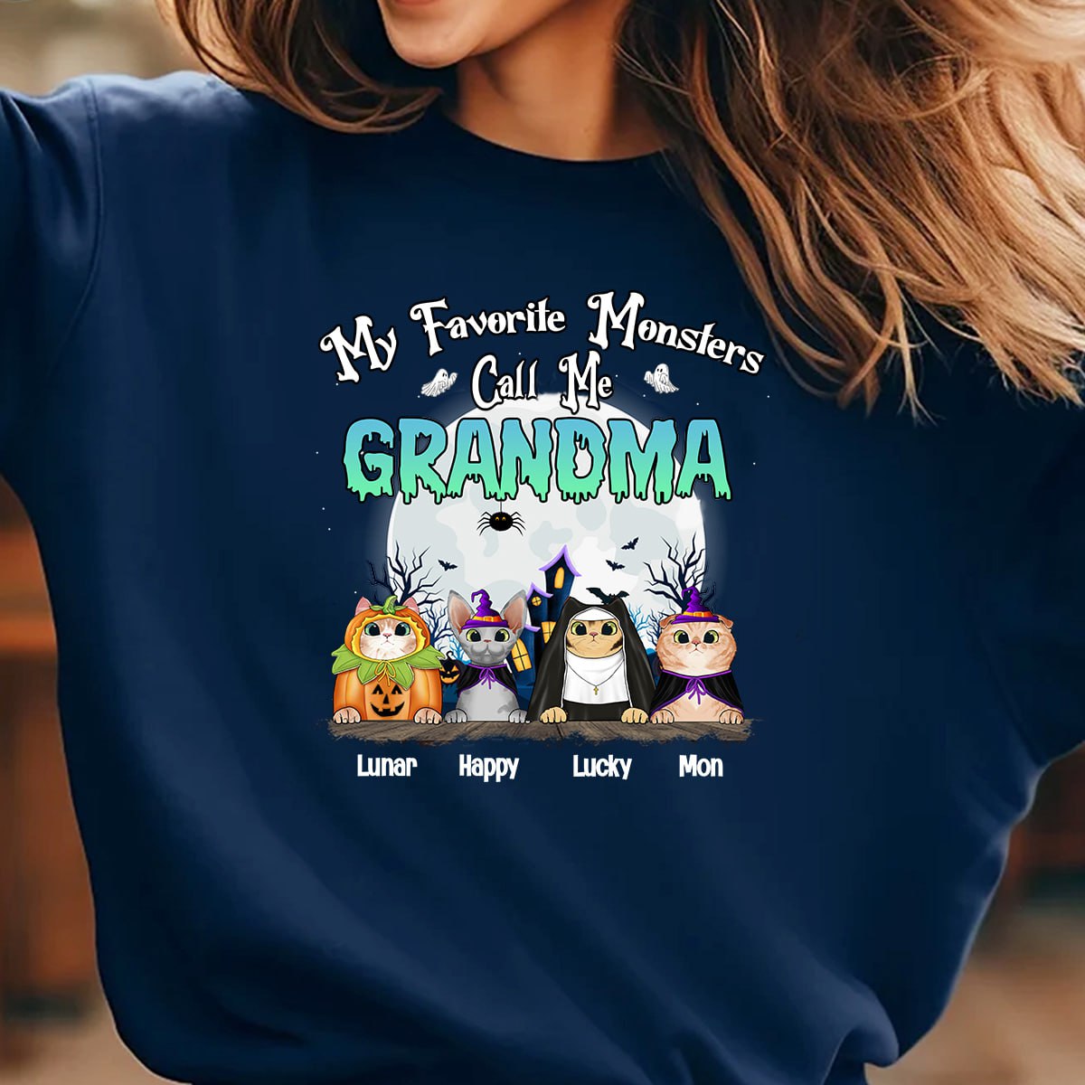 My Favorite Monsters Call Me Grandma - Personalized Apparel - Gift For Cat Lover, Halloween
