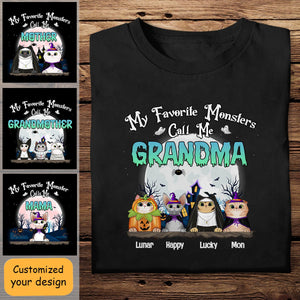 My Favorite Monsters Call Me Grandma - Personalized Shirt - Gift For Cat Lover, Halloween