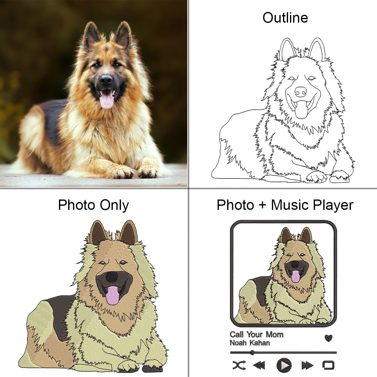 Personalized Embroidered Custom Dog Face with photo Hoodie