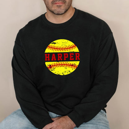 Distressed Softball with Custom Name, Softball Dad Shirt, Sport Lover Shirts
