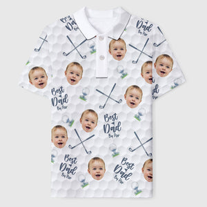 Custom Face Kids Photo Polo Shirt, Custom Best Dad By Par Polo Shirt For Dad, Father's Day Gift For Dad, Father, Shirt Gift For Golf Lover