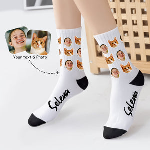 Custom Face Socks from Photo - Personalized Cat Dog Socks with Face - Funny Mens Picture Socks - Put Any Cute Face on Groom Socks