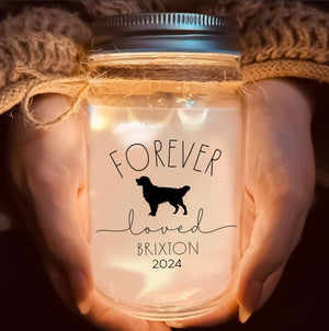 Custom Dog Breed Memorial Mason Jar Night Light Dog Memorial Gift, Loss of Pet Gift, Personalized Mason Jar Light, Loss of Dog,Pet Memorial Keepsake