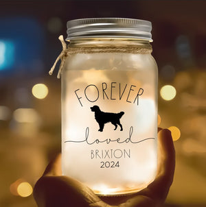 Custom Dog Breed Memorial Mason Jar Night Light Dog Memorial Gift, Loss of Pet Gift, Personalized Mason Jar Light, Loss of Dog,Pet Memorial Keepsake