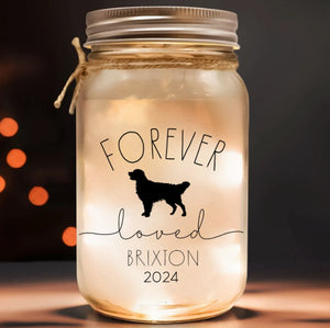 Custom Dog Breed Memorial Mason Jar Night Light Dog Memorial Gift, Loss of Pet Gift, Personalized Mason Jar Light, Loss of Dog,Pet Memorial Keepsake