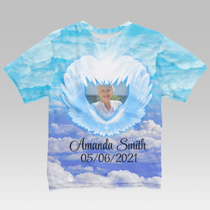 Memorial Cloud Wings Personalized Photo 3D All Over Print Shirt Memorial