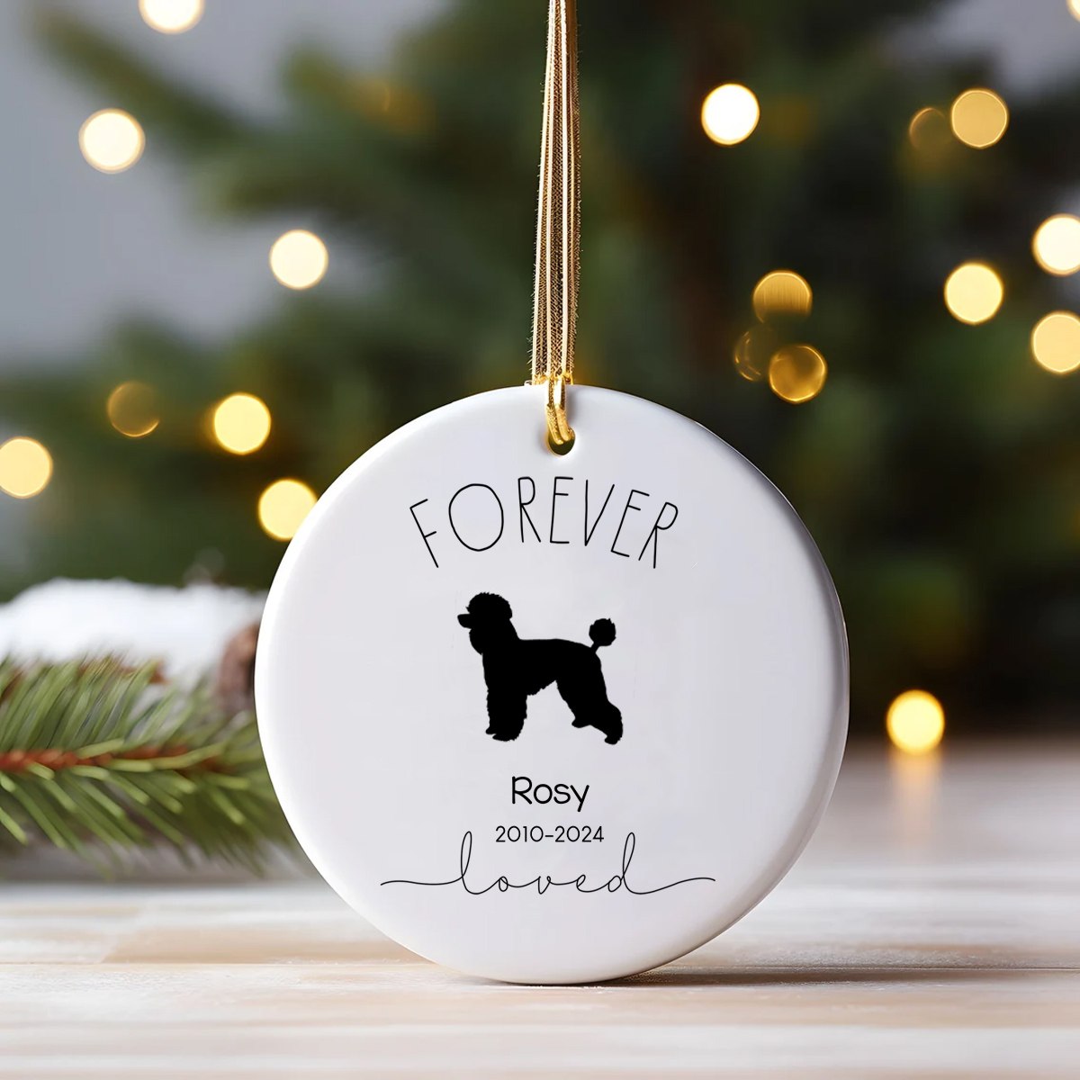 Custom Dog Breed Memorial Ornament, Dog Memorial Christmas Ornament, Loss of Pet Gift, Personalized Gift Ceramic Ornment, Loss of Dog,Pet Memorial Keepsake