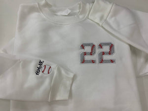 Personalized Baseball Side Bow Applique Side Bow Machine Embroidery Sweatshirt, Baseball Embroidered Sweatshirt, Gift For Baseball Mom