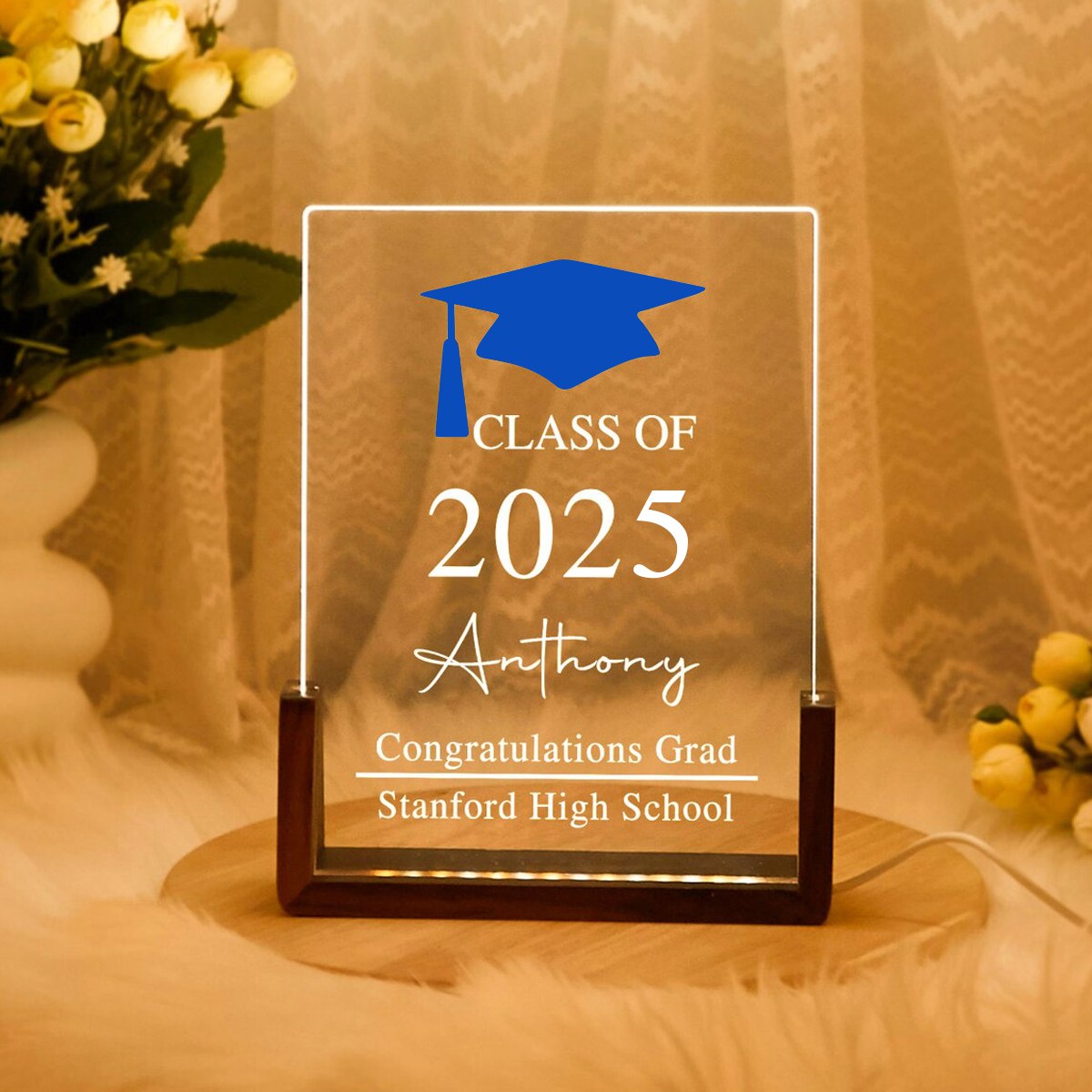 Graduation 2025 Custom Card, Personalized Night Light Graduates Plaque, Congratulations Grad, Gifts for Graduate, Highschool, College Gift