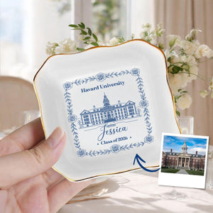 Personalized University College Jewery Plate, Graduation Ring Dish, Class of 2026 Graduation Gift for Daughter, Logo Ring Dish
