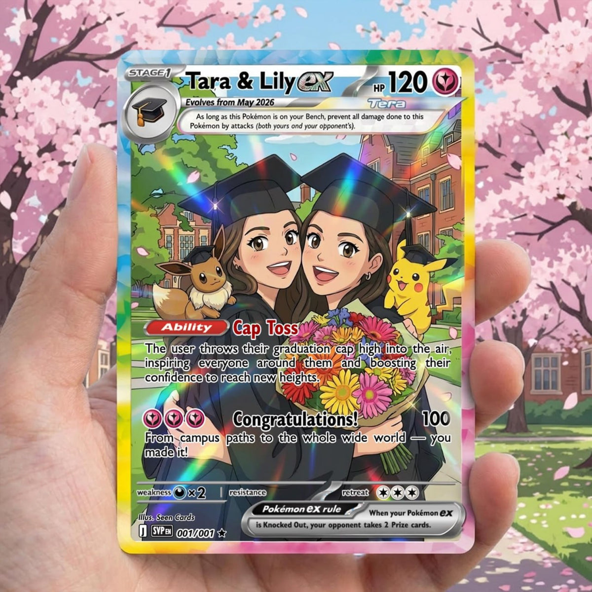Custom Graduation Holographic PKM-Style Trading Card Personalized Graduation Gift, Best Friend Printed Anime Portrait Keepsake 2026