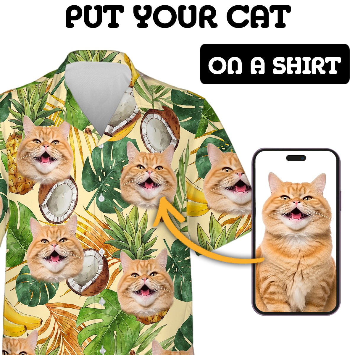 Coconut Bud Shirt - Personalized Custom Cat Photo Hawaiian Shirt