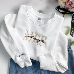 Original Personalized Embroidered Wifey Hubby Sweatshirt, Custom Last Name Bridal Crewneck, Engagement Gift For Couple Matching Hoodie