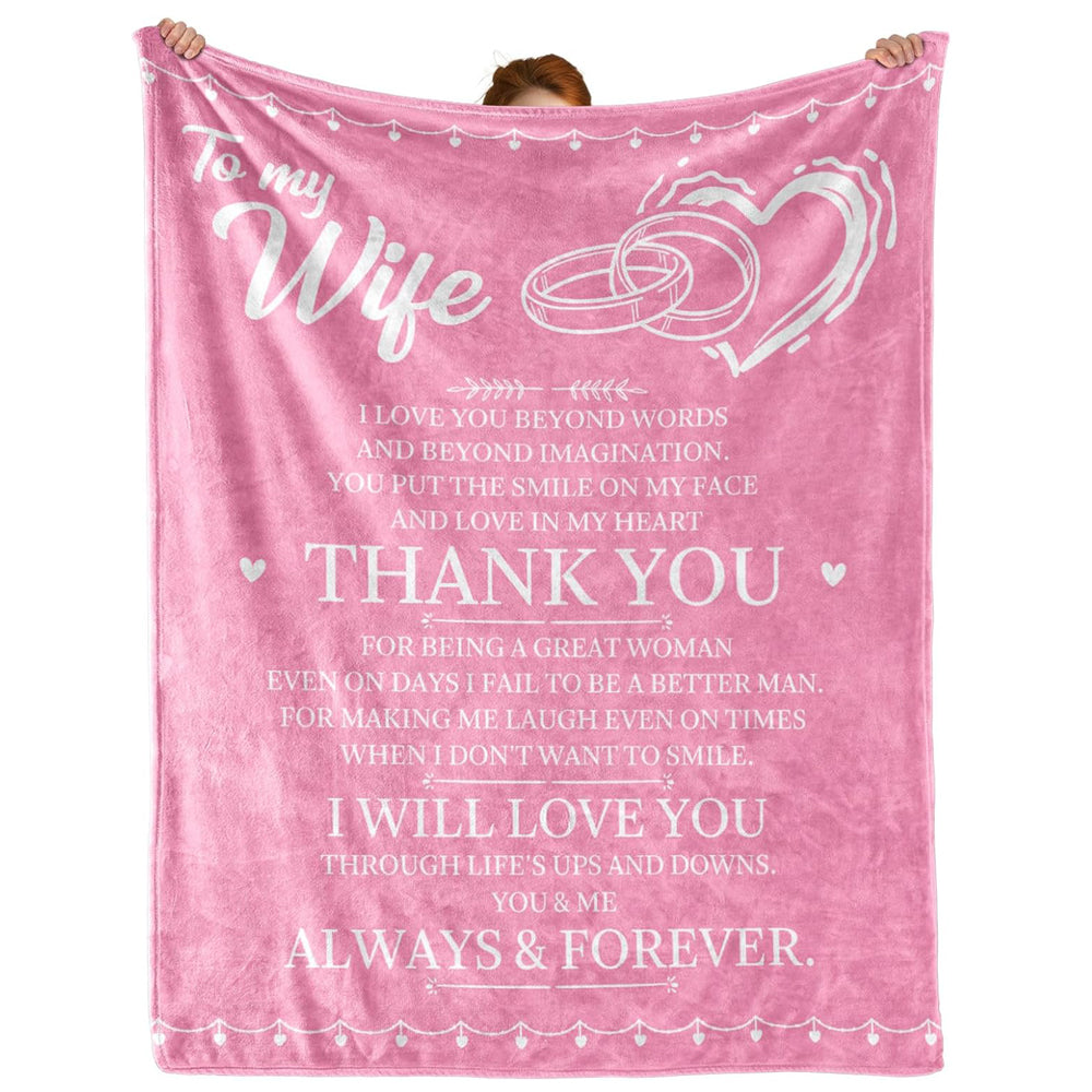 Wedding Anniversary Custom Blanket Romantic Birthday Gifts for Wife Women from Husband, Wife Birthday Gift Ideas, Purple Pink Navy Hot Pink Throw Blanket for Couch