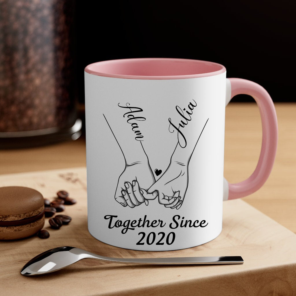 Together Since Pink Promise Couple Custom Name & year Anniversary Gift Personalized Mug for Wife Husband from Lover Gifts for Anniversary