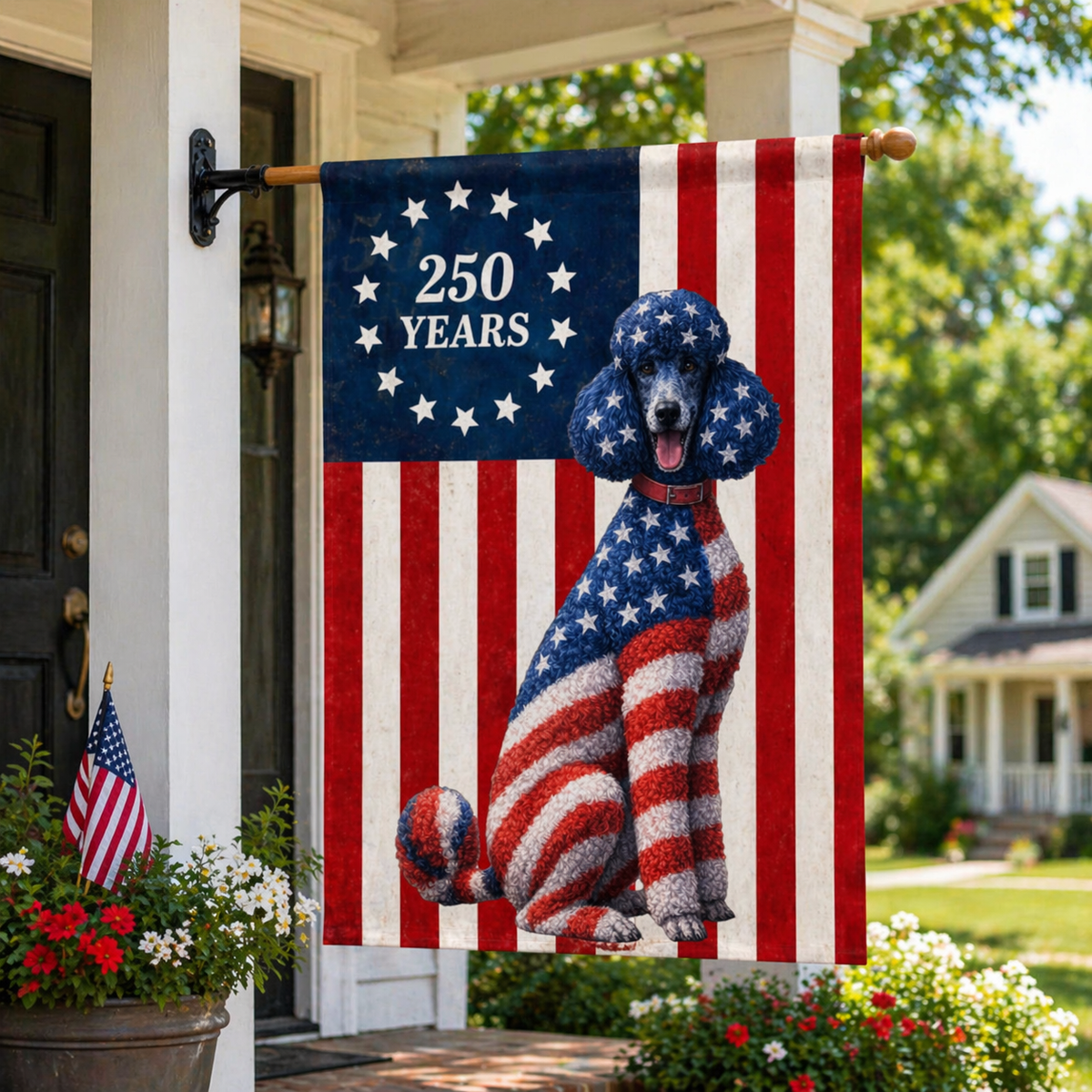 Patriotic Dog Garden Flag, 250 Years Betsy Ross Flag Decor for Dog Lover Custom Dog Photo Flag 250th Anniversary Flag