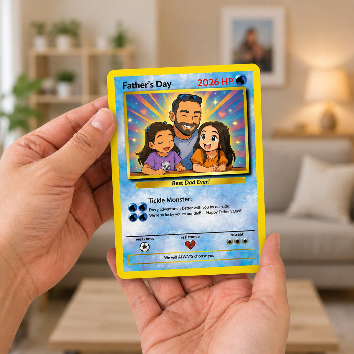 Custom Father's Day Card - Gift For Dad - PKM Trainer Card - Custom Father's Day Gift